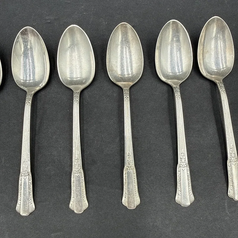 1940 VTG‎ WM Rogers silver plate overlaid flatware 'treasure' 10Pc Spoons
